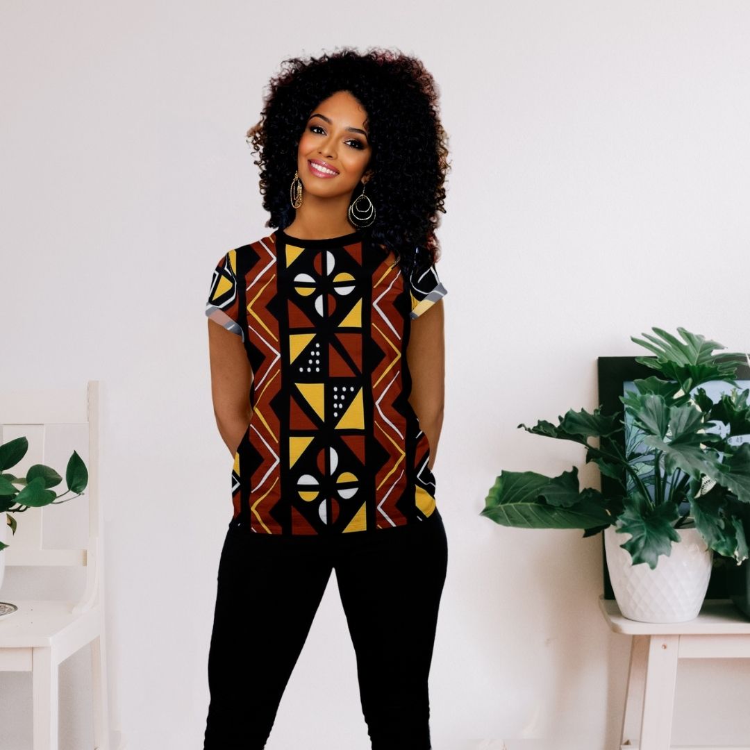 Bogolan Print Women T-shirt – Cultural Chic | Bynelo