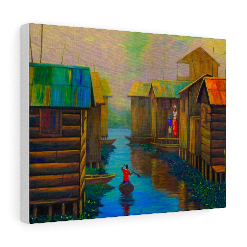 Canvas Art Painting of Houses on Water Makoko Lagos - Bynelo