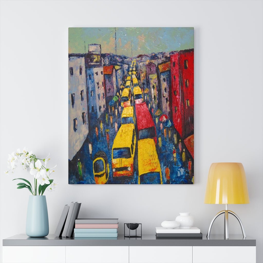 Canvas Painting of a Busy Day in Lagos Nigeria - Bynelo