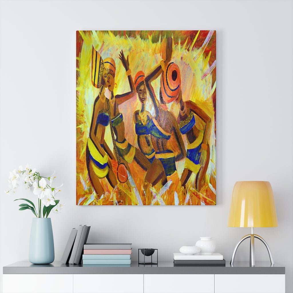 Canvas Painting of a Fire Ritual Art - Bynelo