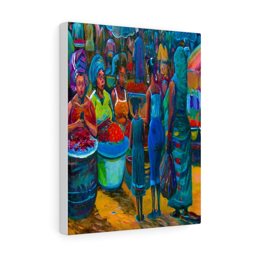 Canvas Painting of a Market Day with My Grandmother - Bynelo