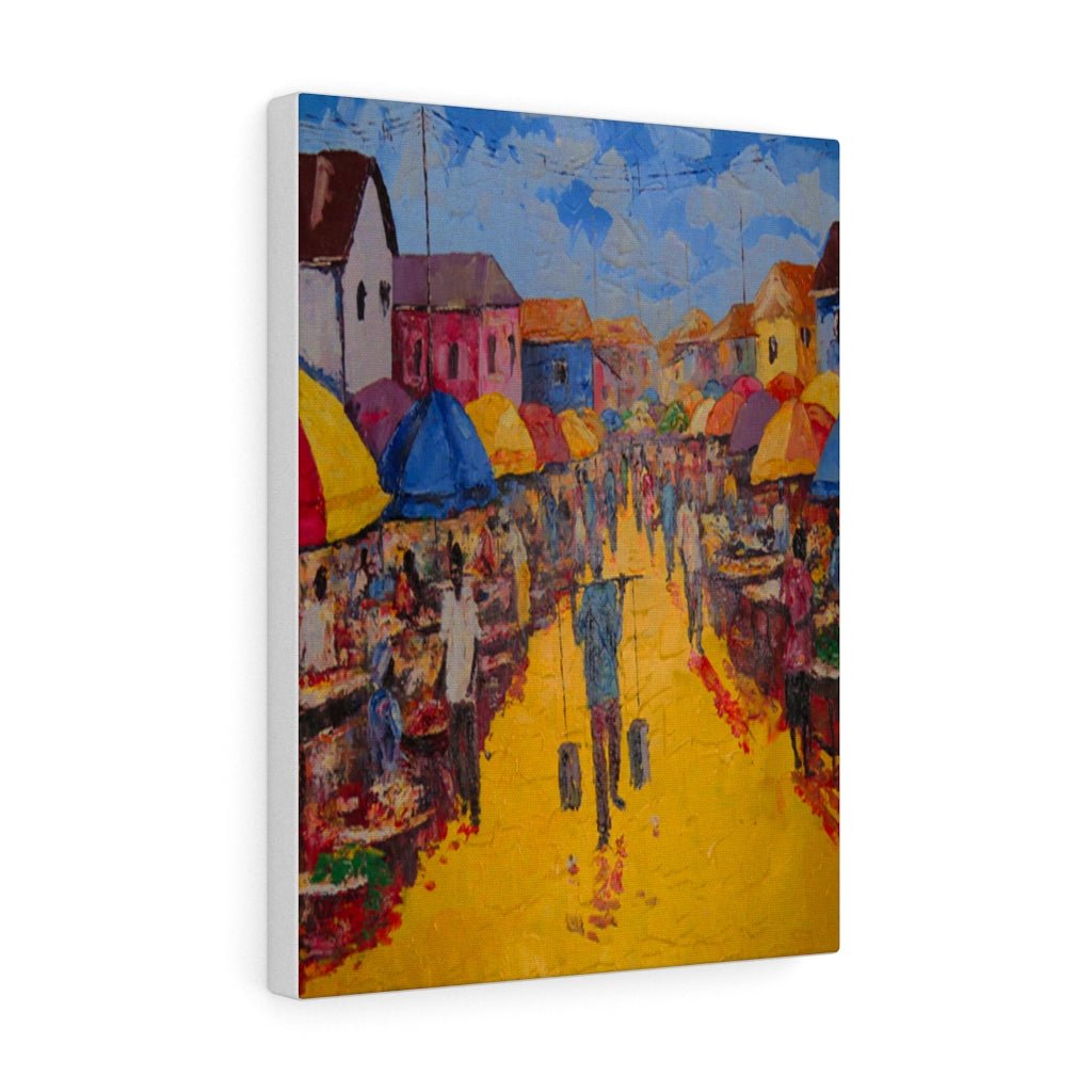 Canvas Painting of an African Market, Culture and Lifestyle - Bynelo