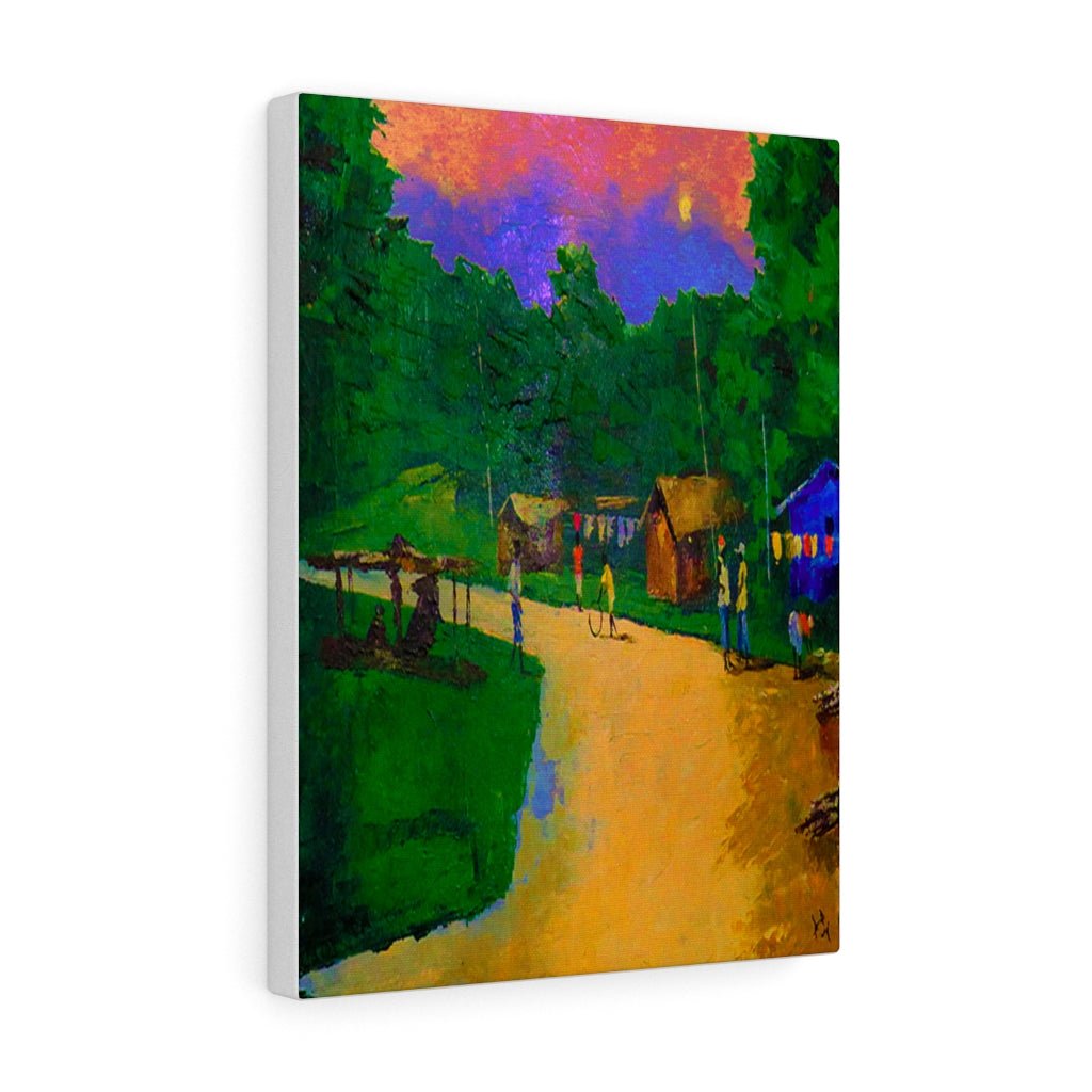 Canvas Painting of an African Village Scenery - Bynelo