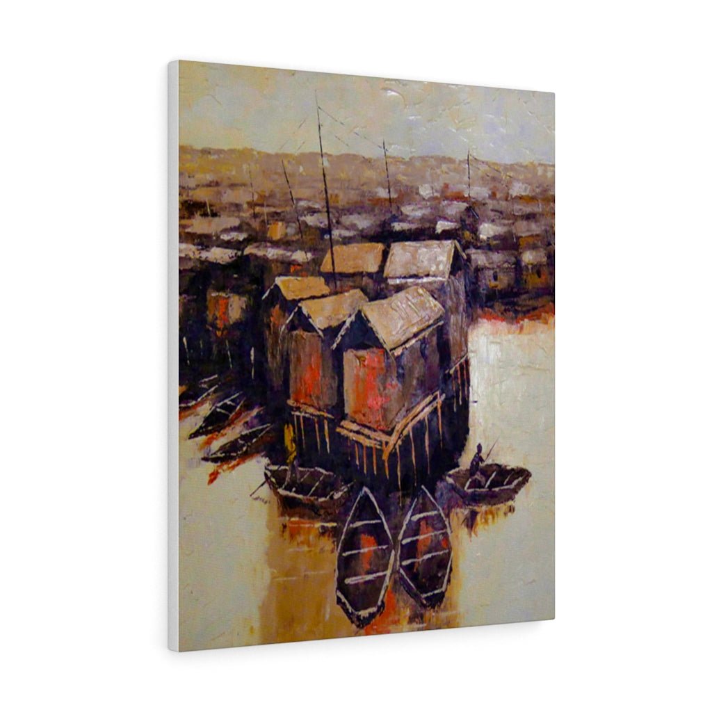 Canvas Painting of Houses on an Ocean in Lagos Nigeria Makoko - Bynelo