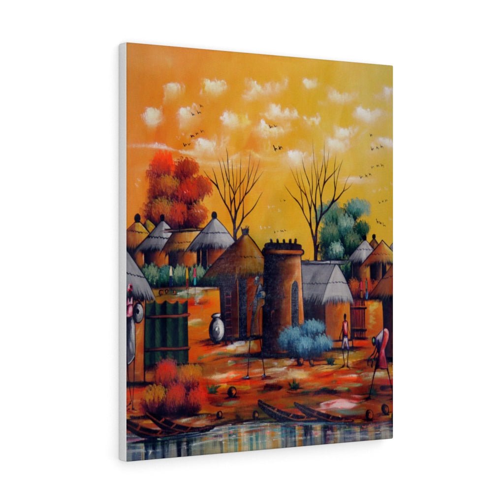 Canvas Painting of Natures Beauty at Nightfall In a Malian Village - Bynelo