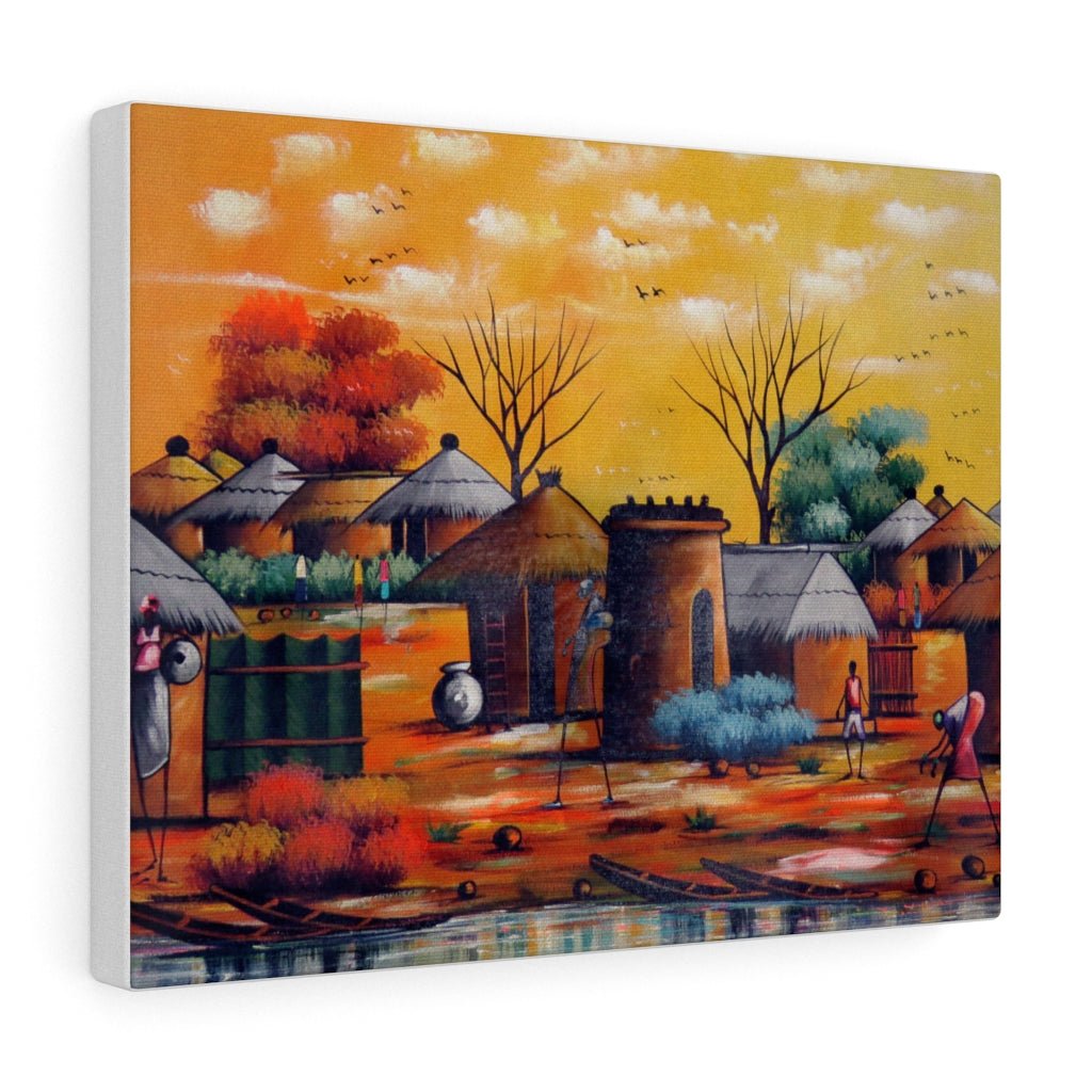 Canvas Painting of Natures Beauty at Nightfall In a Malian Village - Bynelo