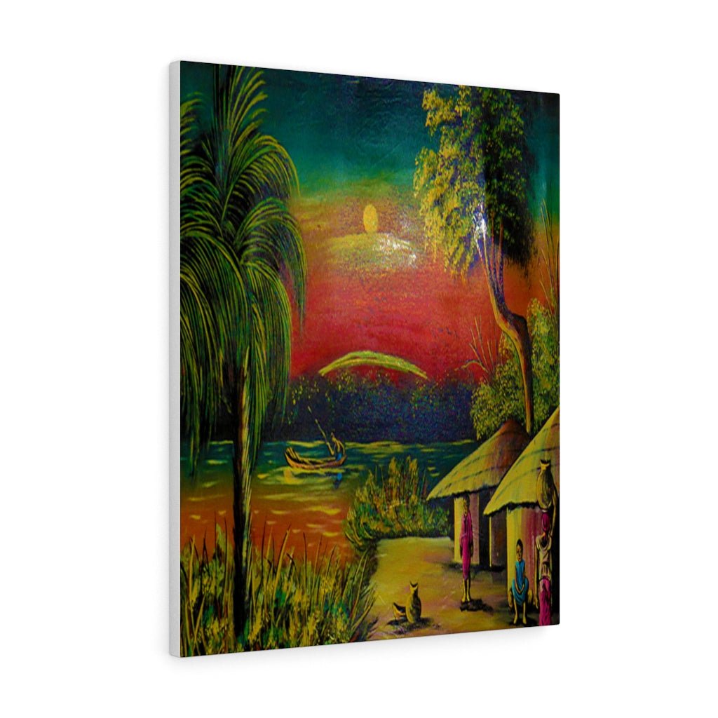 Canvas Wall Art of a Beautiful African Village Scenery - Bynelo