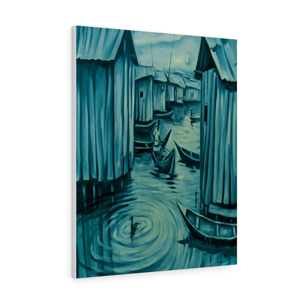 Canvas Wall Painting of an African Fisherman Lifestyle Makoko Lagos - Bynelo