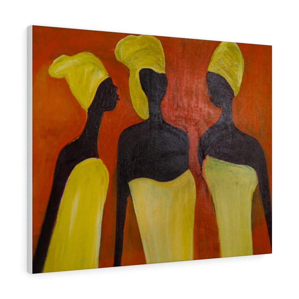 Canvas Wall Painting of Some African Gossip Women - Bynelo
