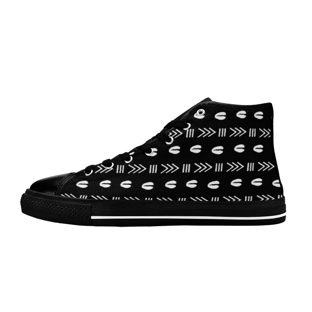 Cowrie Print Women Sneakers Classic High Top Canvas Shoes - Bynelo