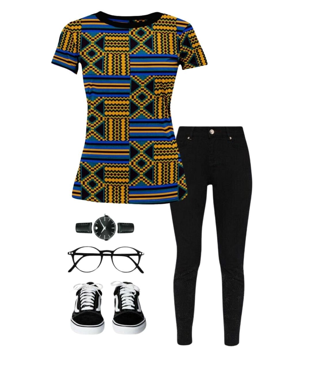African Kente Print Women T-shirt – Relaxed Chic | Bynelo