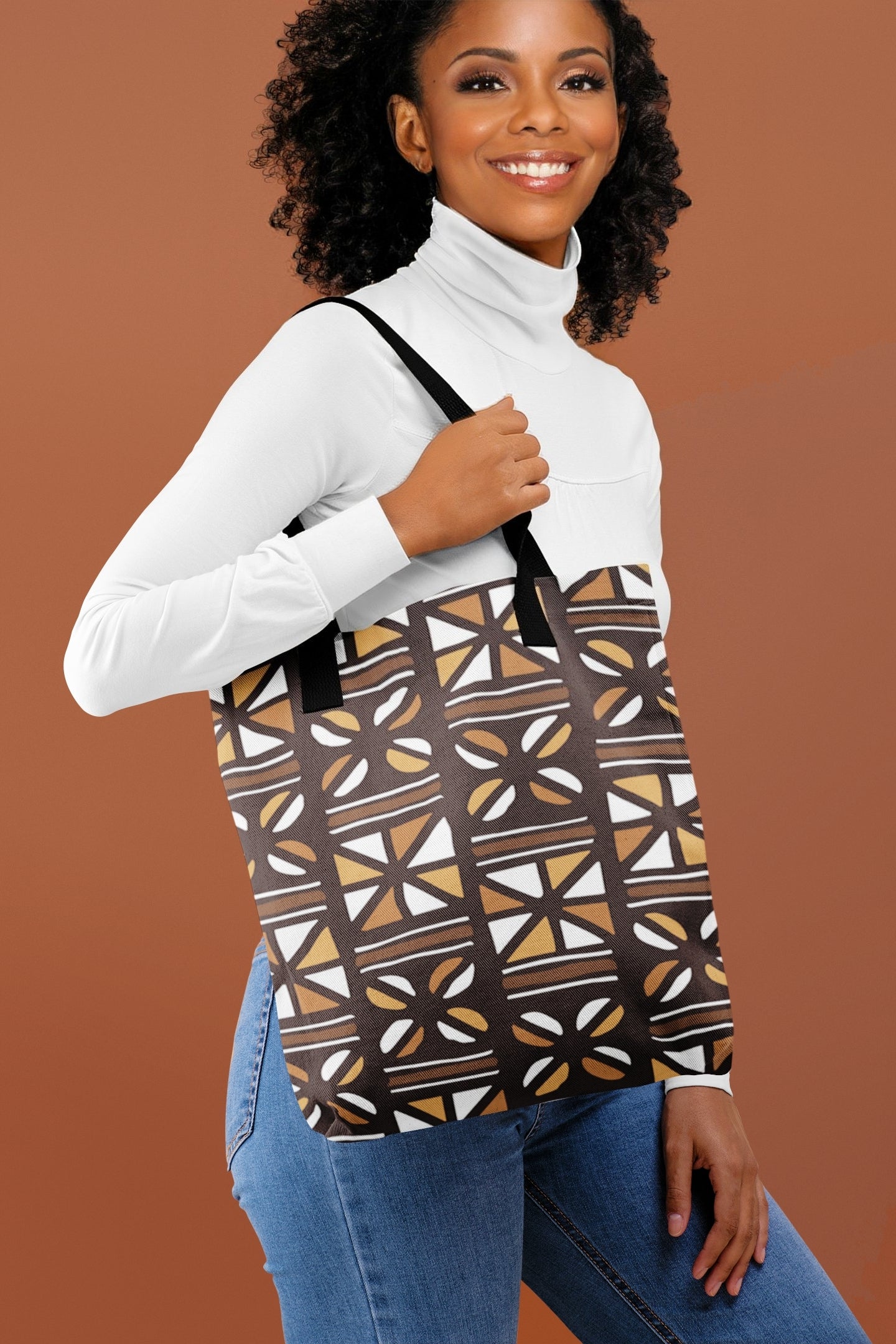 African Tote Bag Bogolan Print - Bynelo