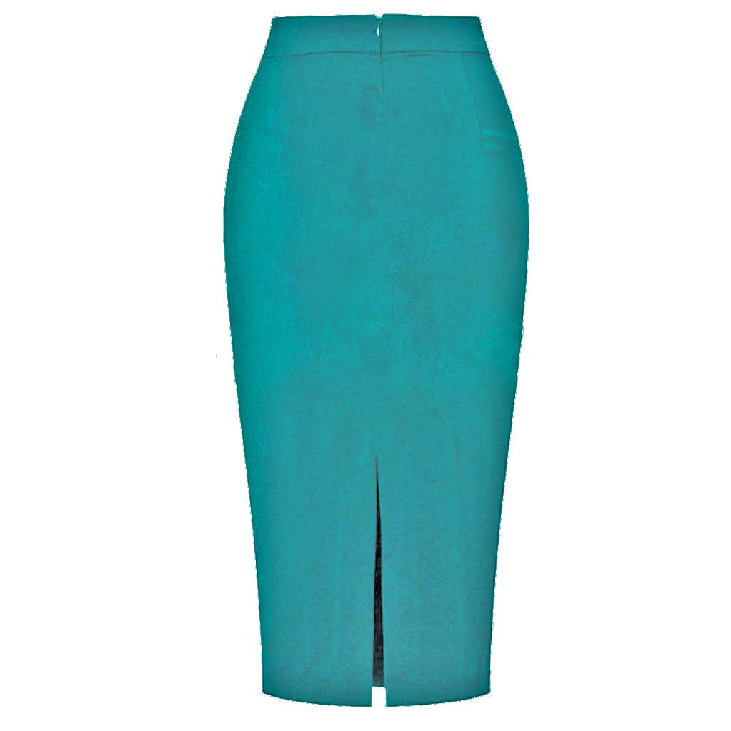 Turquoise Green Cotton Midi Skirt - Bynelo
