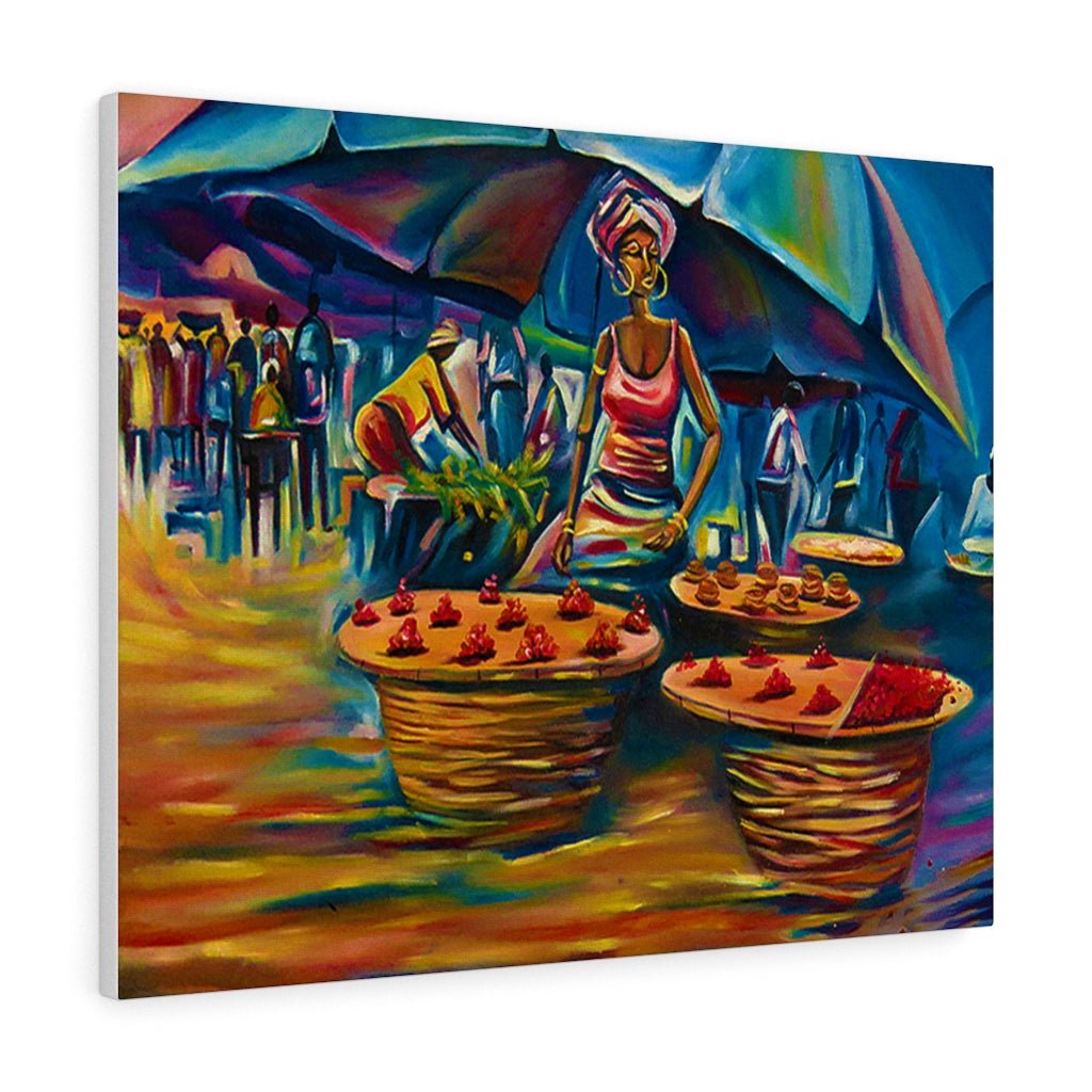 Wall Canvas Of a day in an African Local Market - Bynelo