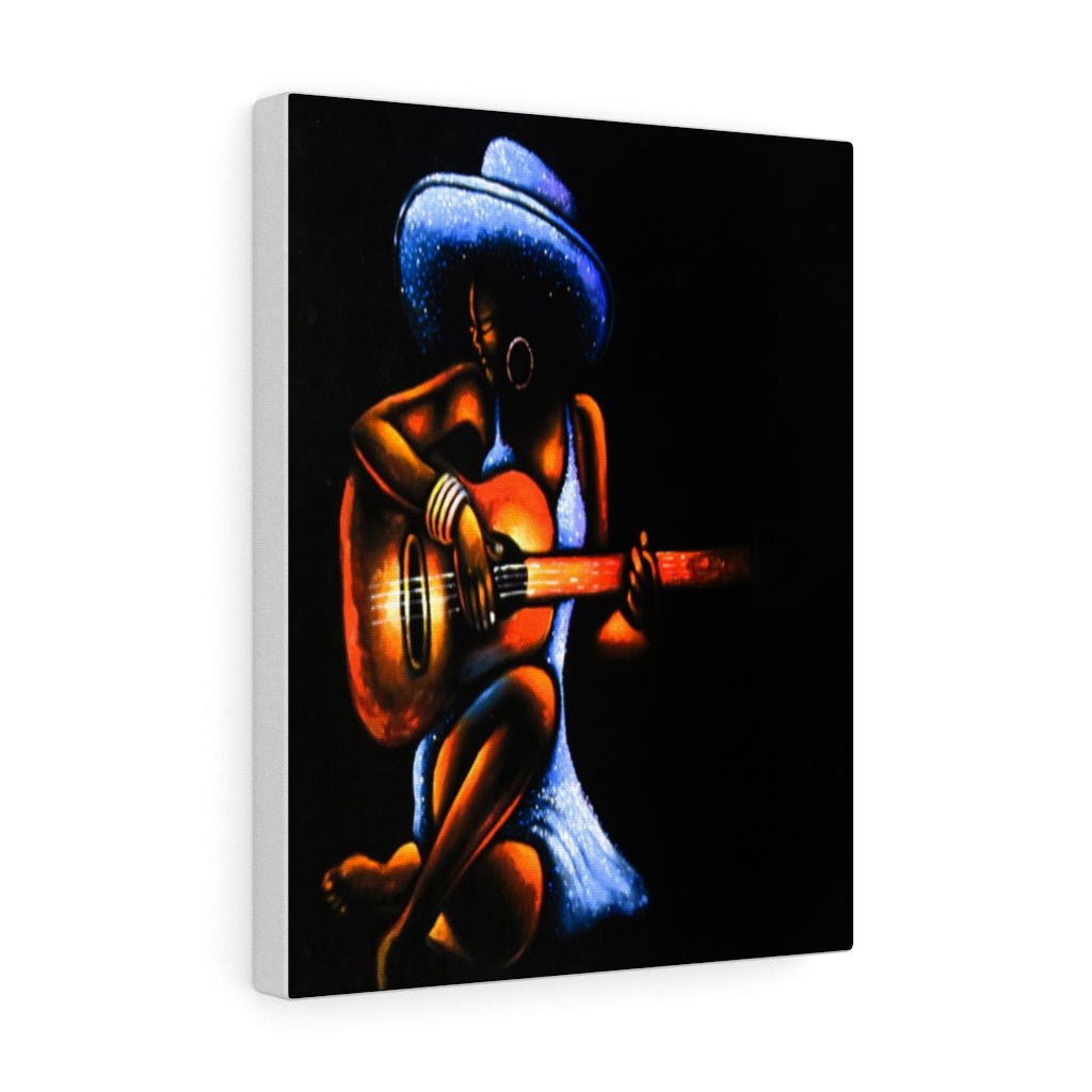 Wall Canvas of An African Woman Guitarist - Bynelo
