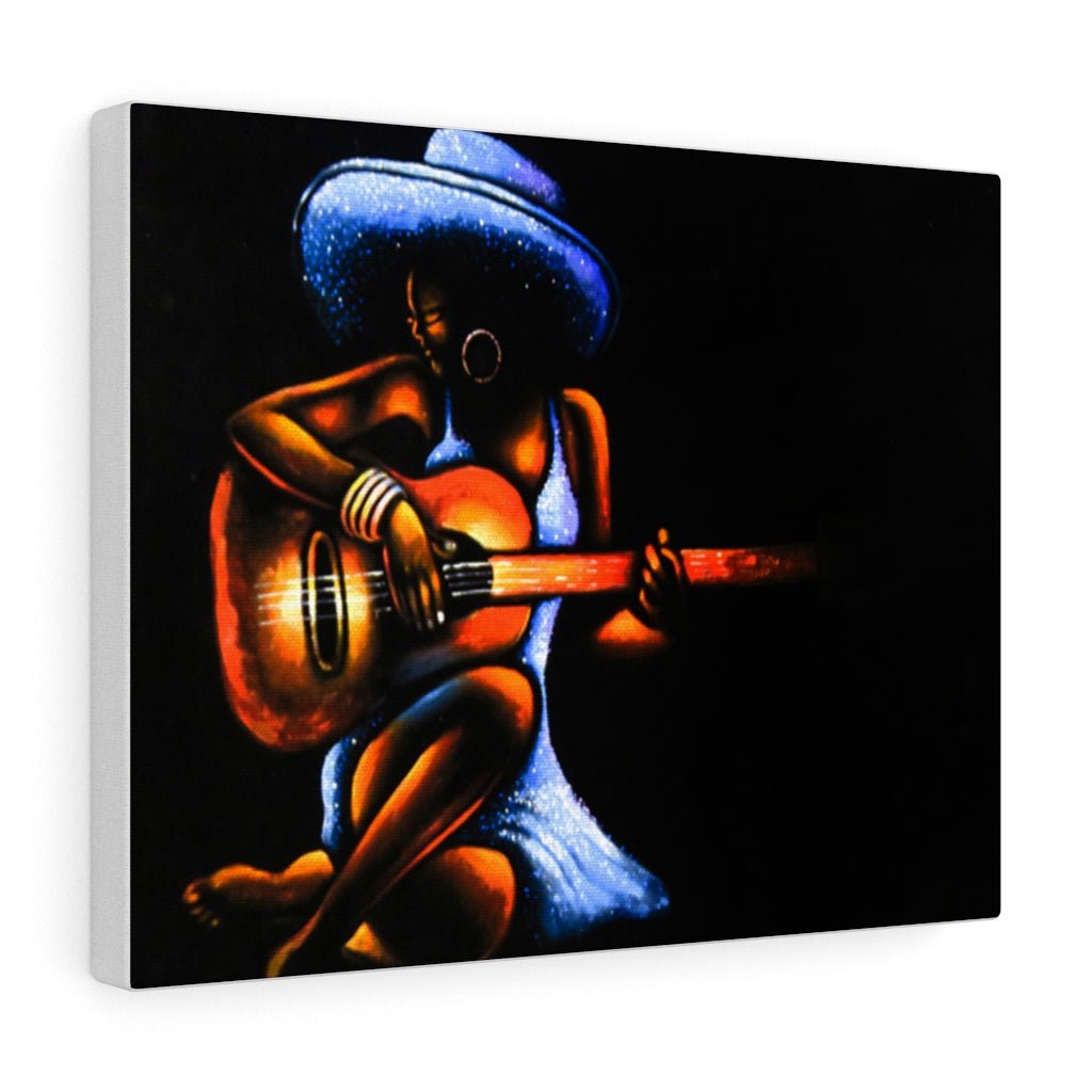 Wall Canvas of An African Woman Guitarist - Bynelo