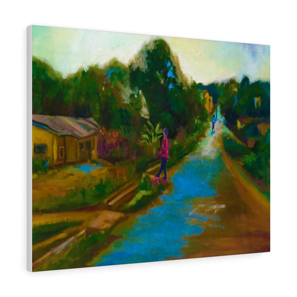 Wall Canvas Painting of an African Village Landscape - Bynelo