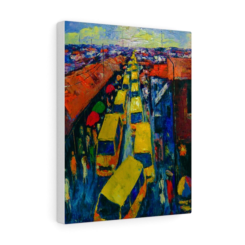 Yellow Buses in Lagos West Africa Canvas Wall Art - Bynelo
